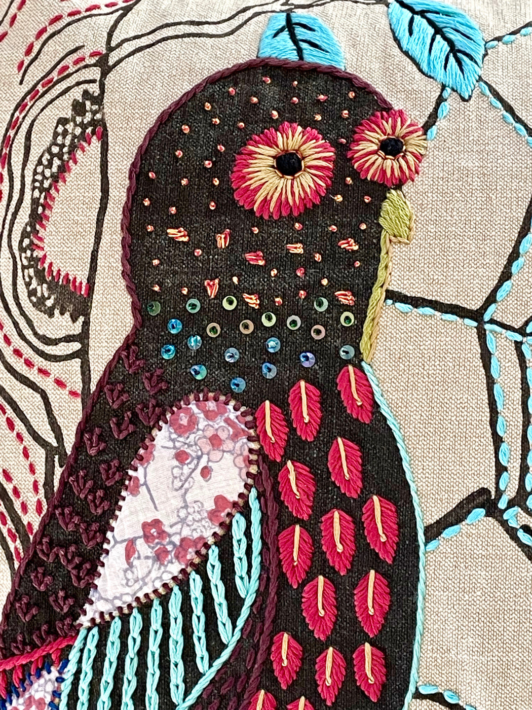 Nathalie Lete Hand-Embroidered "Owl" Pillow