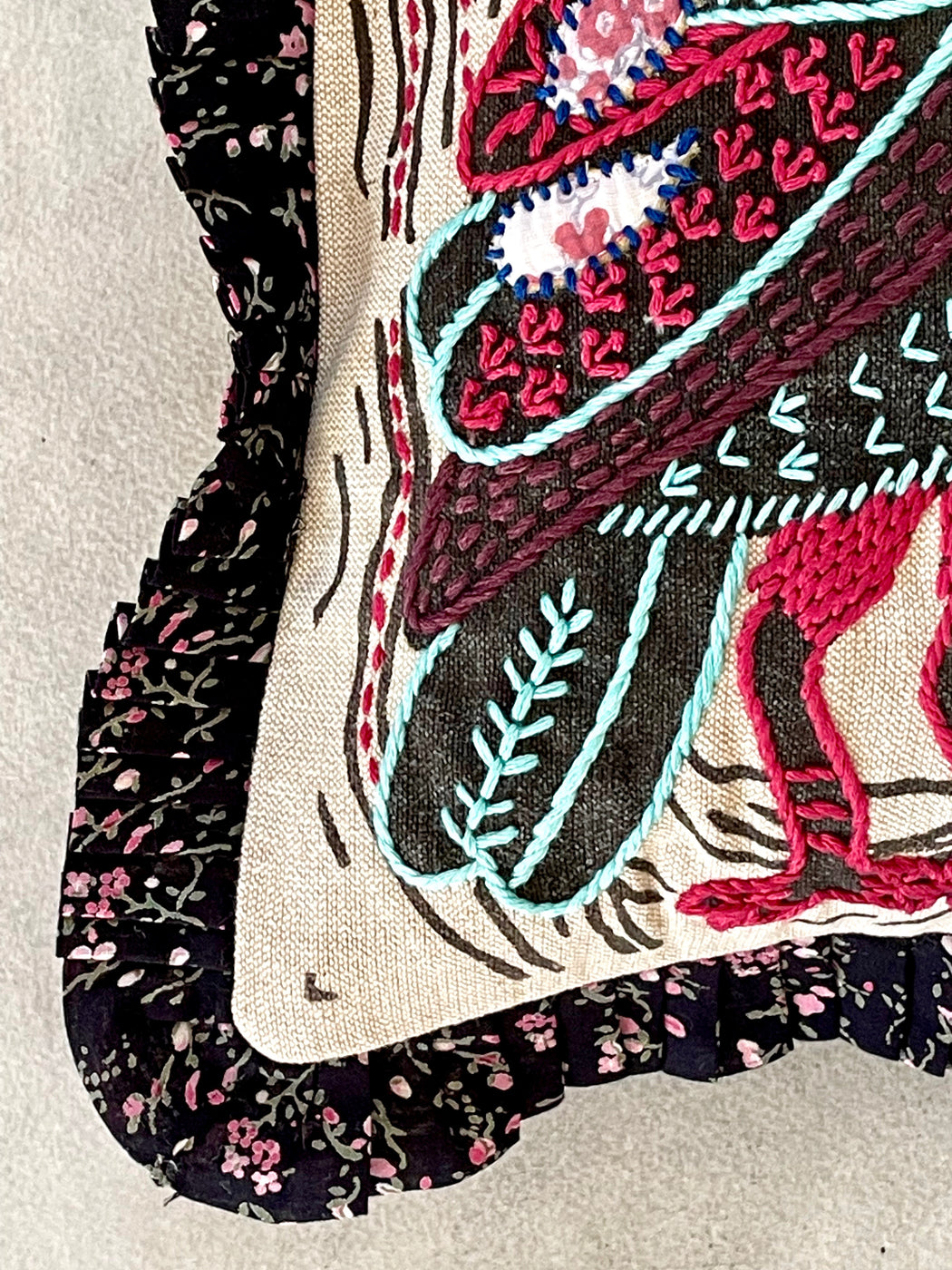 Nathalie Lete Hand-Embroidered "Owl" Pillow