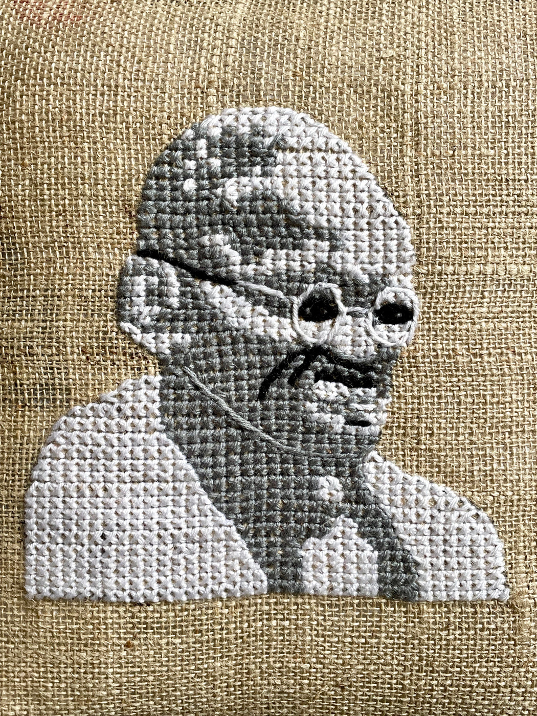 "Ghandi" Hand-Embroidered Pillow