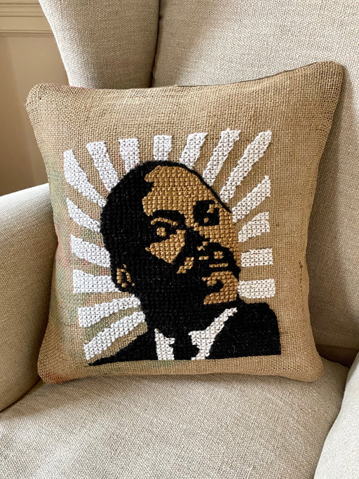 "Martin Luther King Jr." Hand-Embroidered Pillow