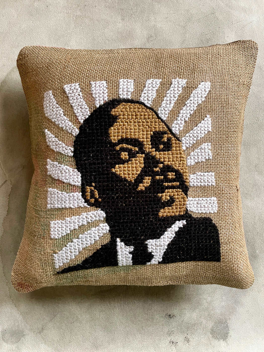 "Martin Luther King Jr." Hand-Embroidered Pillow