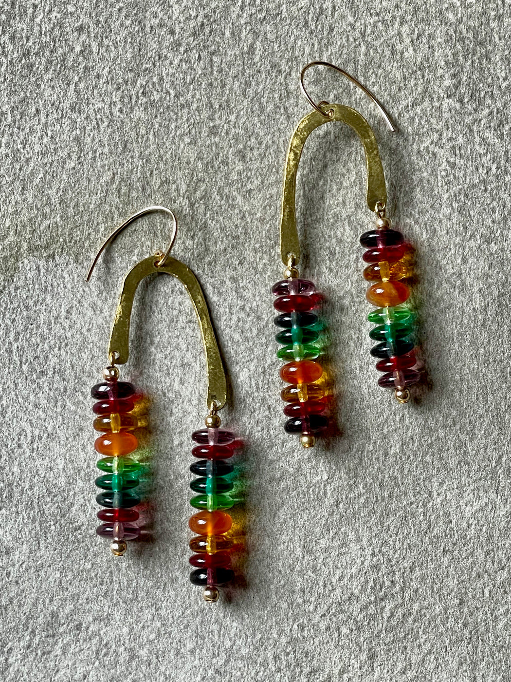 "Double Rainbow" Brass Earrings by Cynthia de Bellechasse