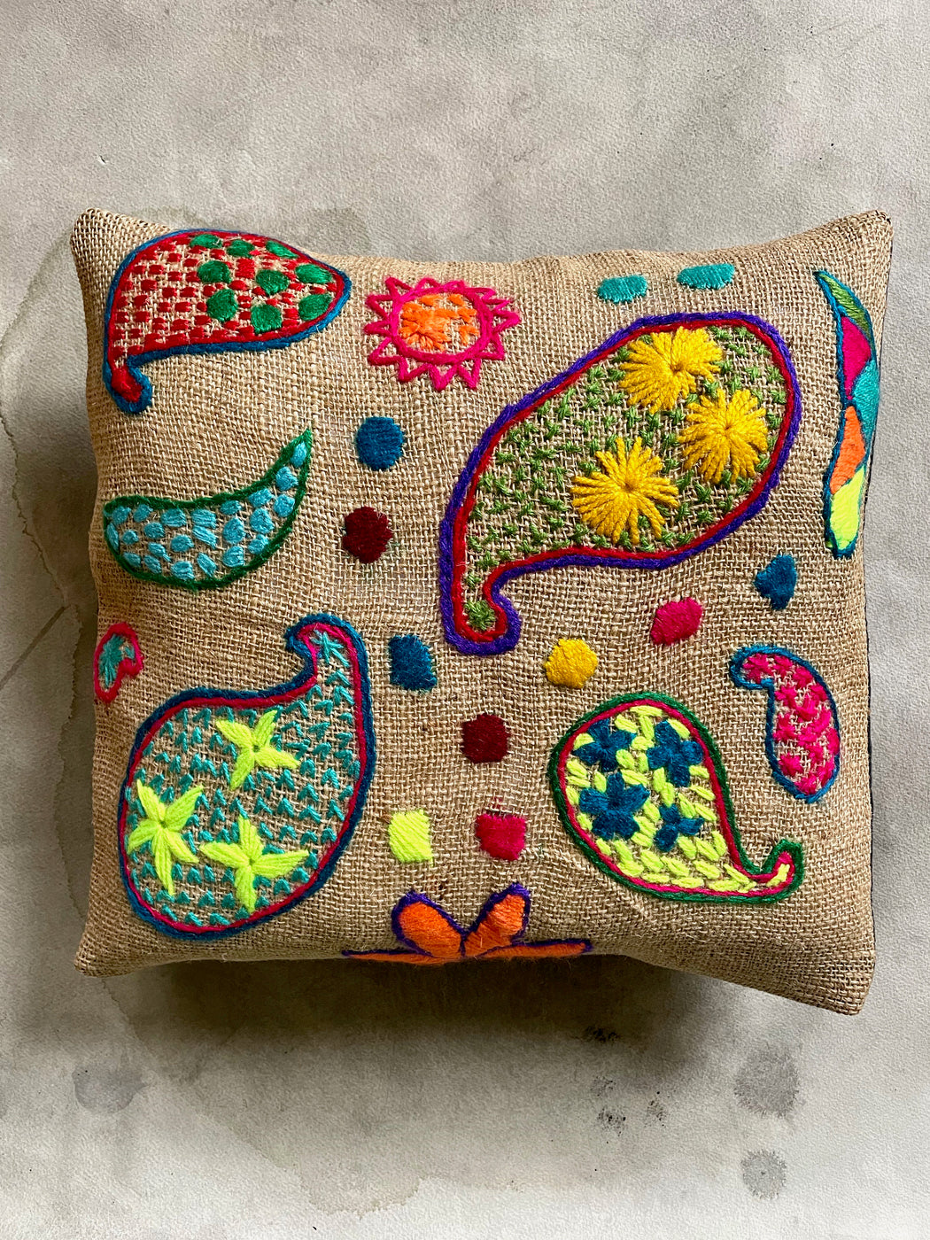 "Paisley" Hand-Embroidered Pillow by Nathalie Lete
