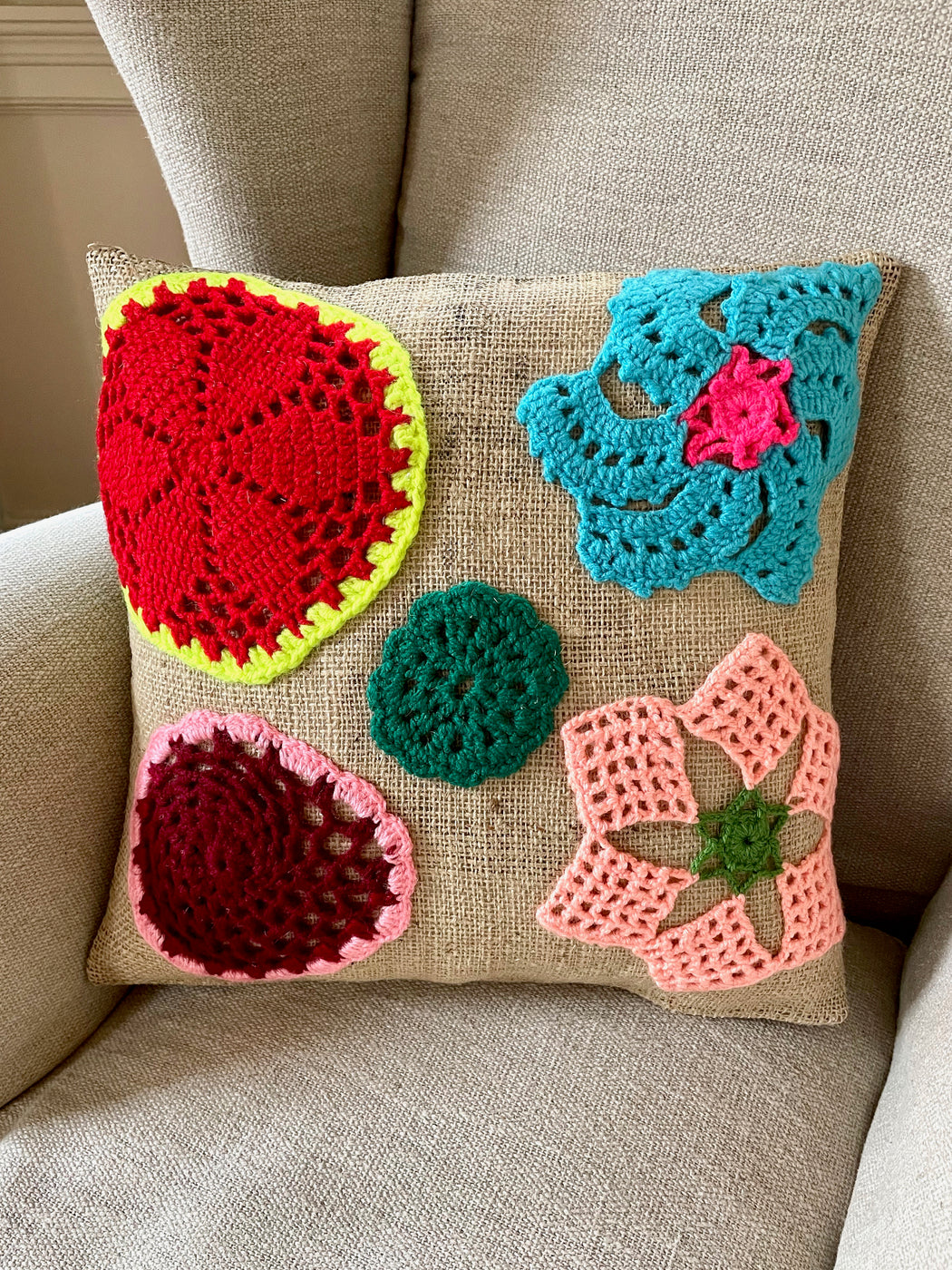 "Granny" Hand-Crocheted Pillow by Nathalie Lete