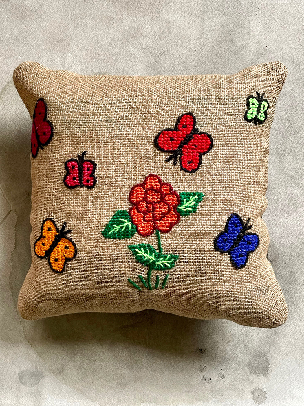 "Butterflies" Hand-Embroidered Pillow by Nathalie Lete