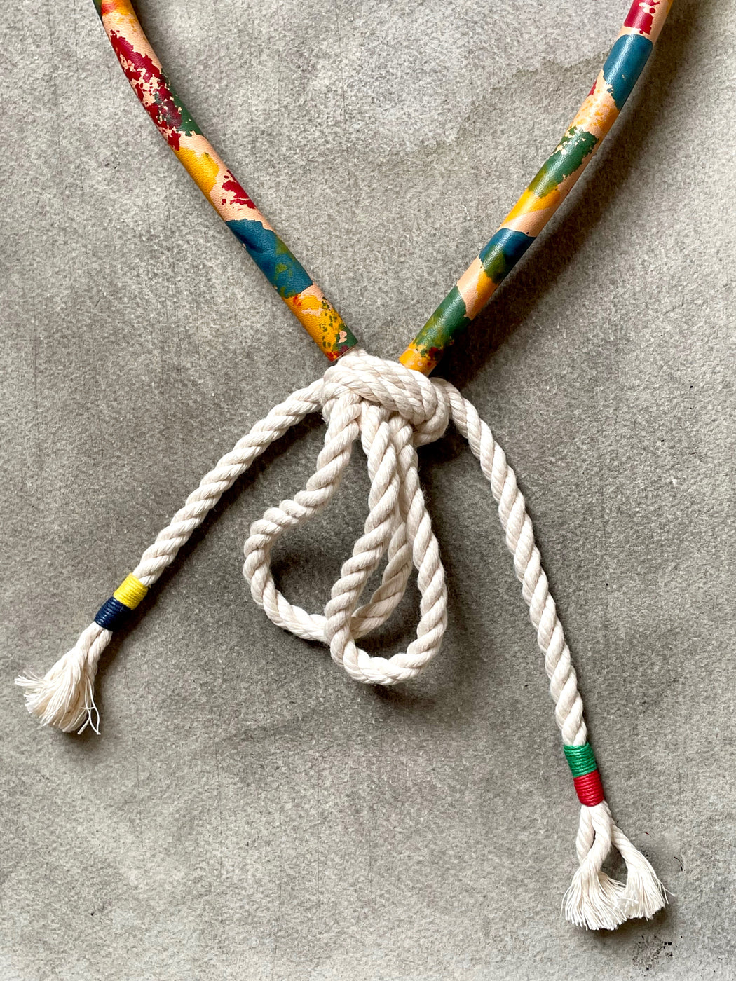 Multi-Colored Natural Leather and Rope Belt by Made Solid