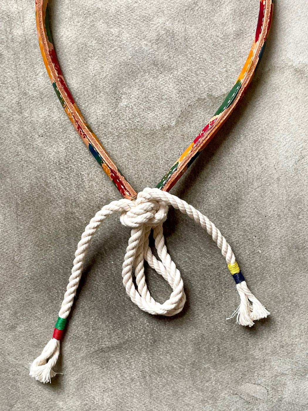 Multi-Colored Natural Leather and Rope Belt by Made Solid
