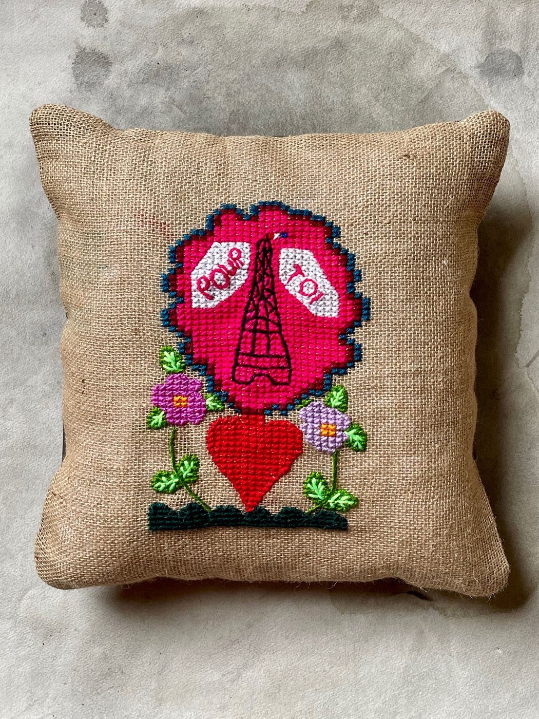 "Pour Toi" Hand-Embroidered Pillow by Nathalie Lete