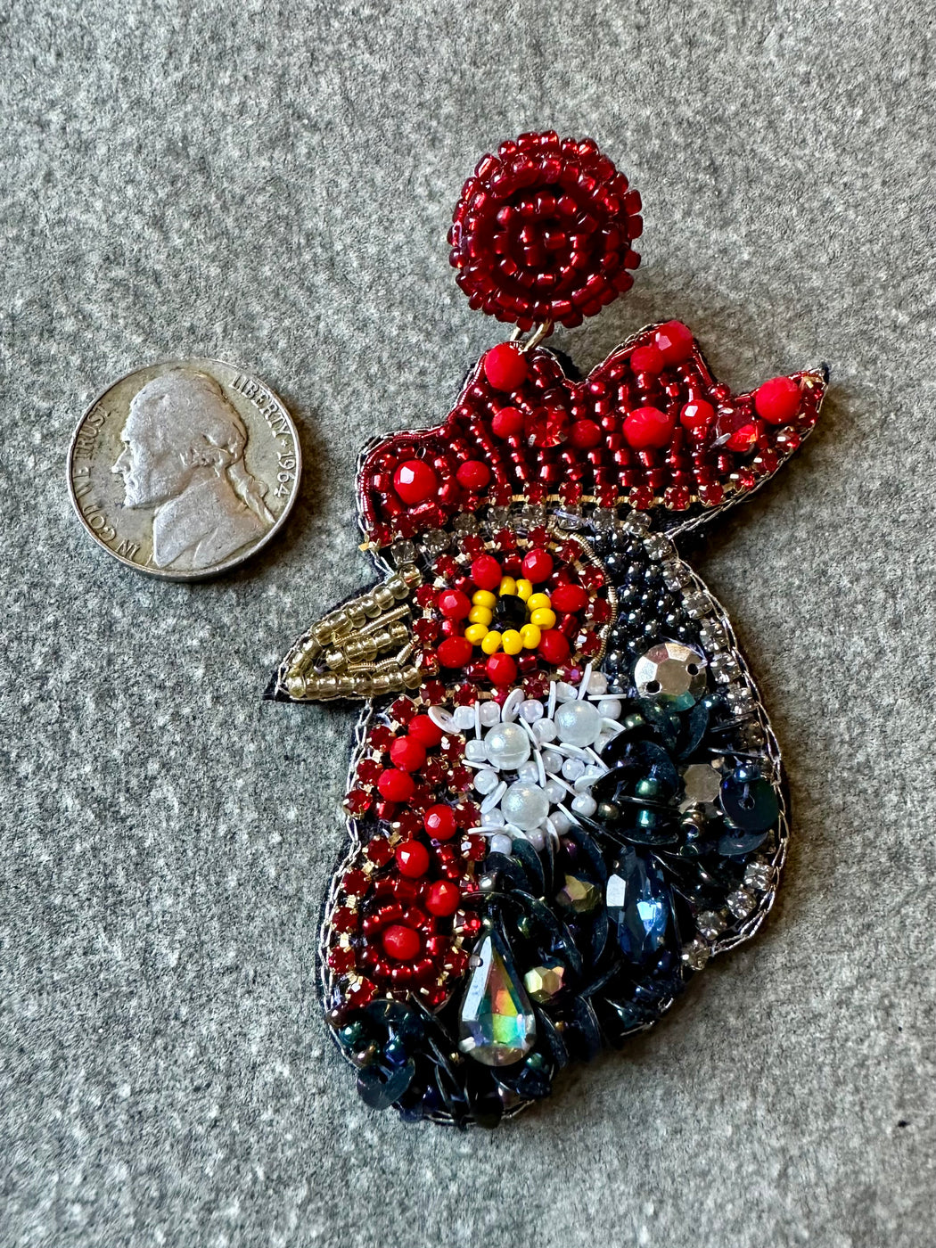 "Red Rooster" Beaded Earrings