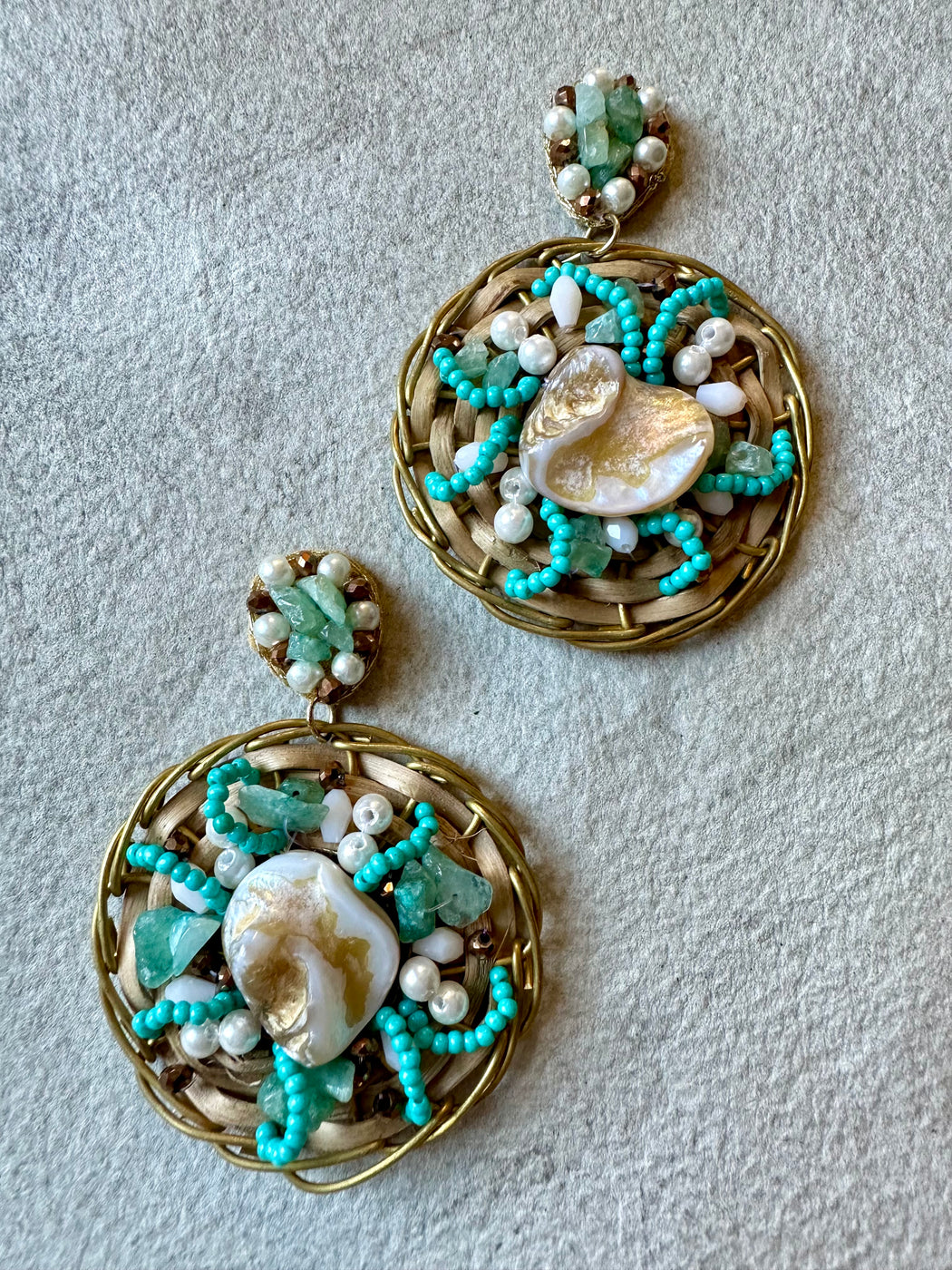 "By the Sea" Blue Beaded Earrings