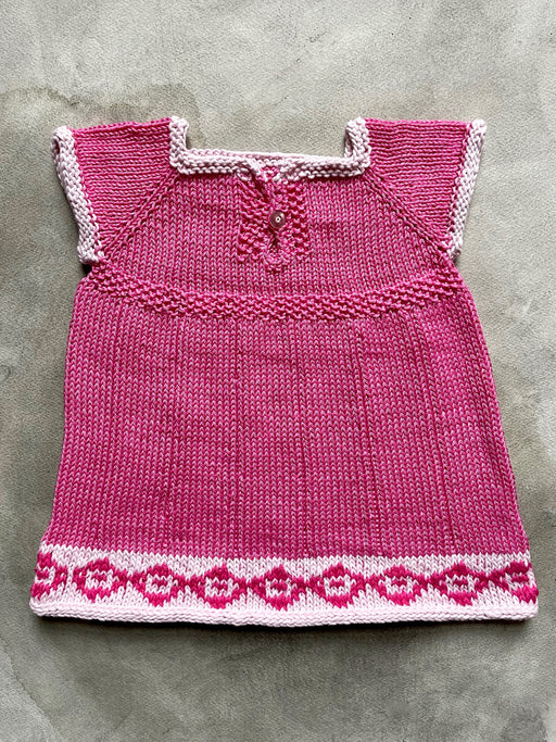 Hand-Knitted Cotton Baby Dress by Albo - Pink