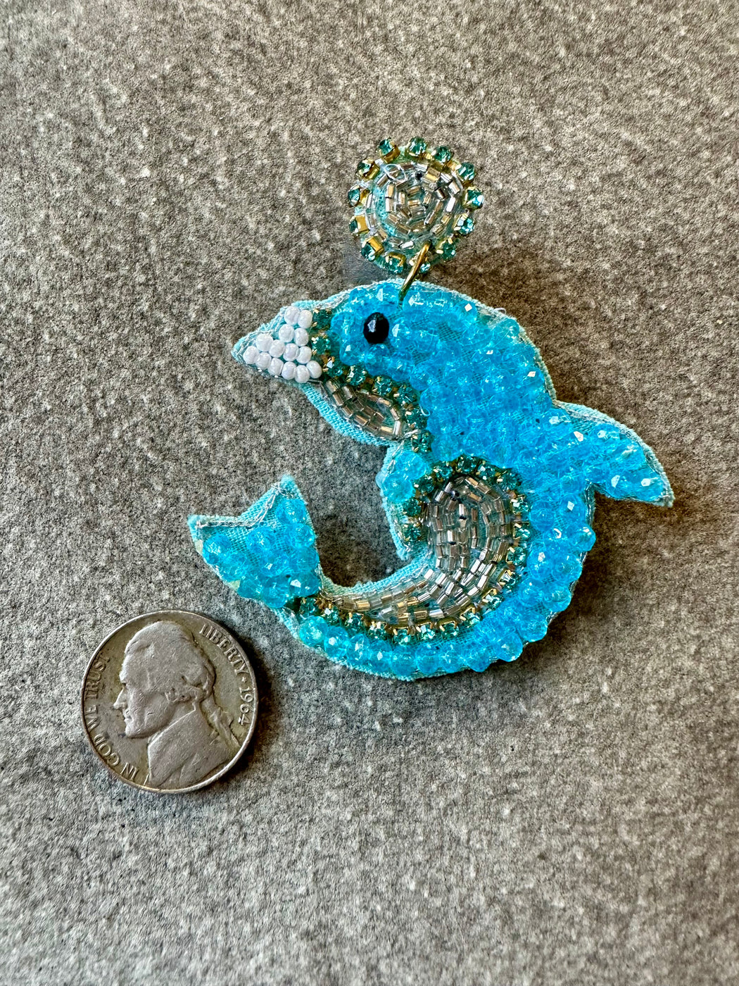 "Blue Dolphin" Beaded Earrings