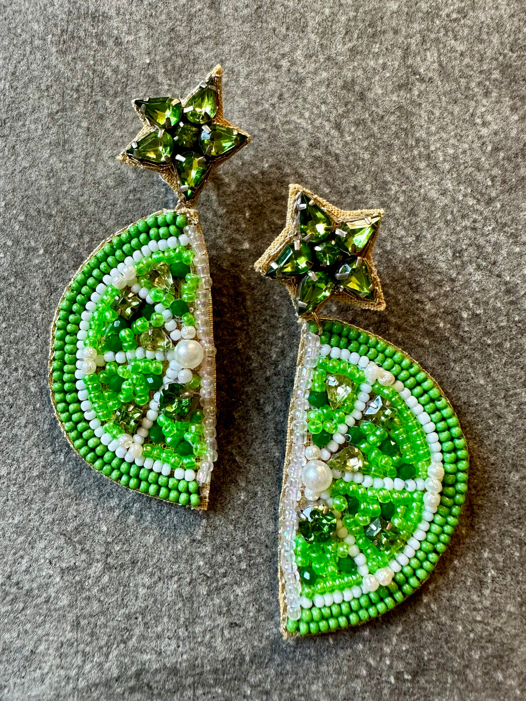 "Lime Slice" Beaded Earrings