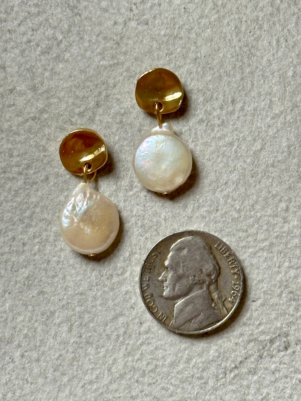 "Coin" Freshwater Pearl Earring by Karine Sultan
