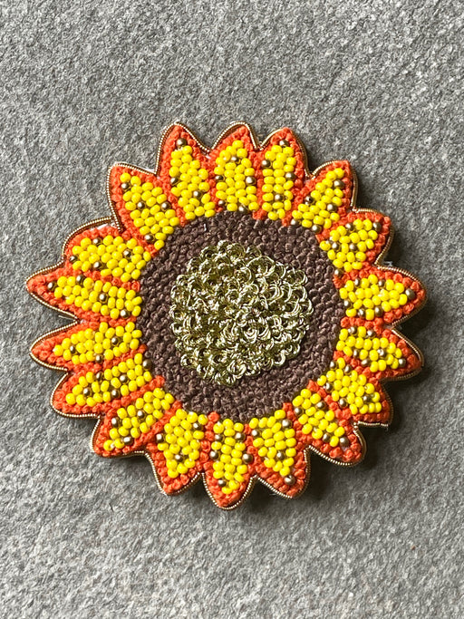 "Sunflower #1" Beaded Brooch by Hellen van Berkel