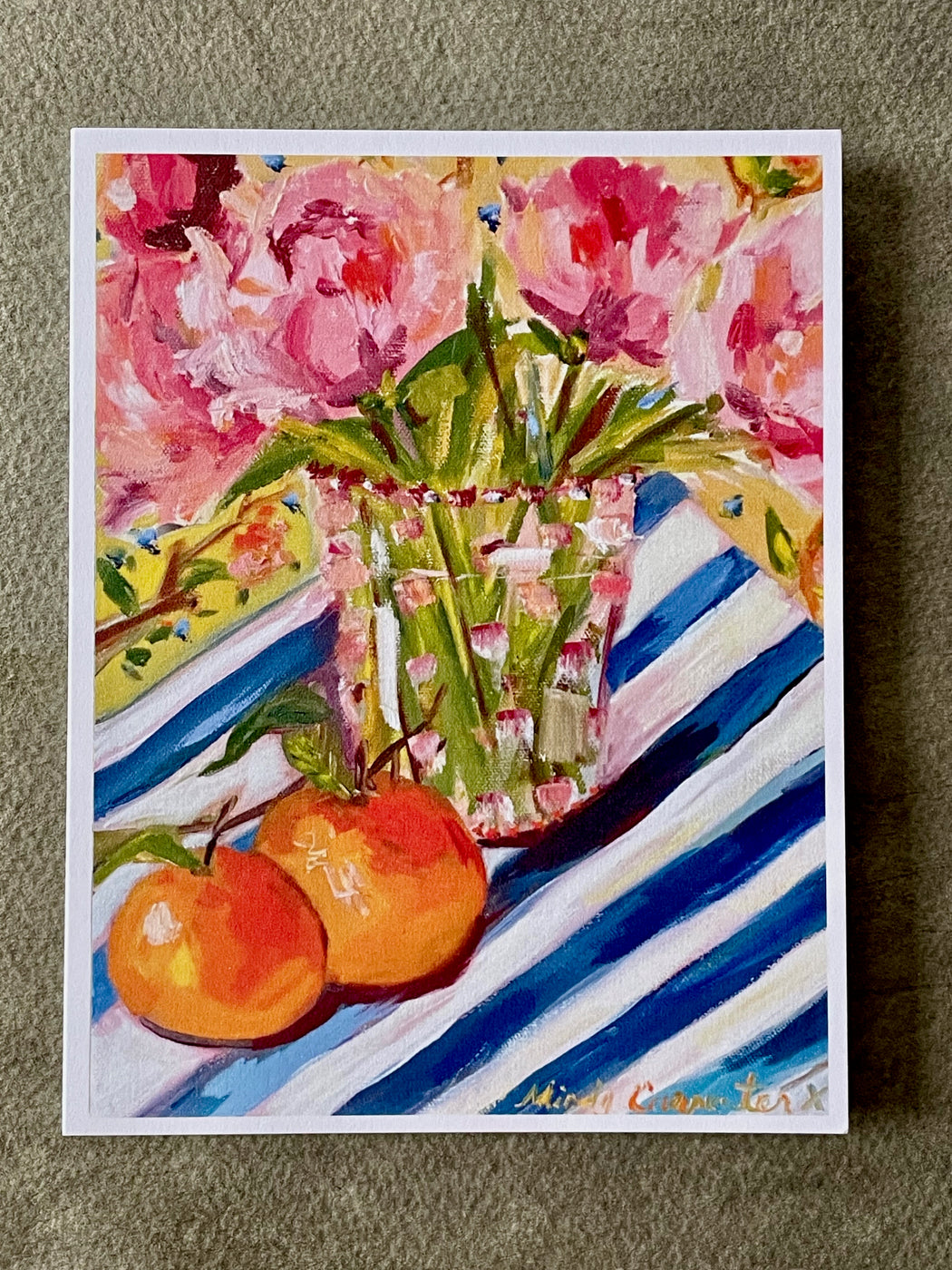 "Peonies and Oranges" Card by Mindy Carpenter