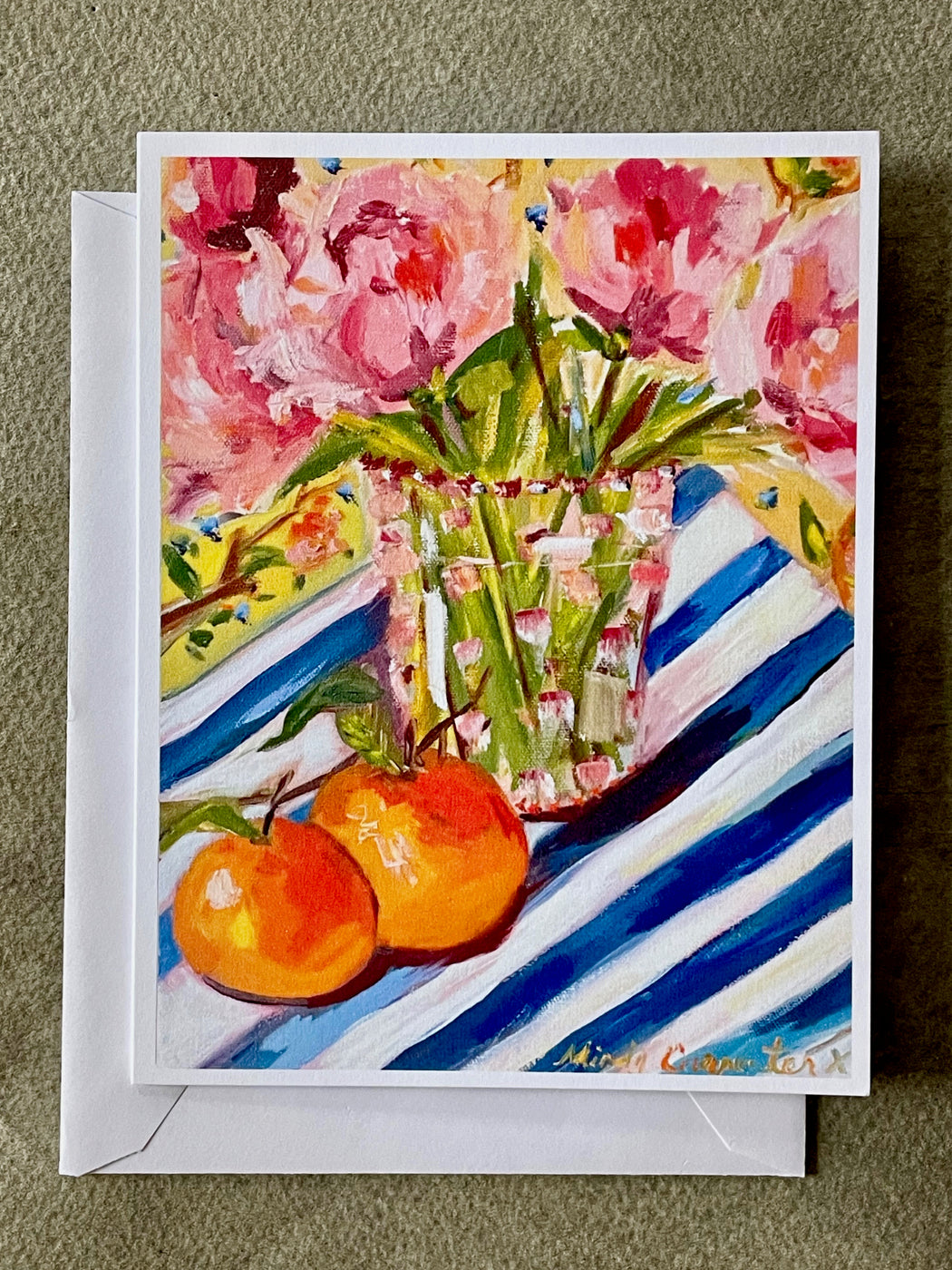 "Peonies and Oranges" Card by Mindy Carpenter