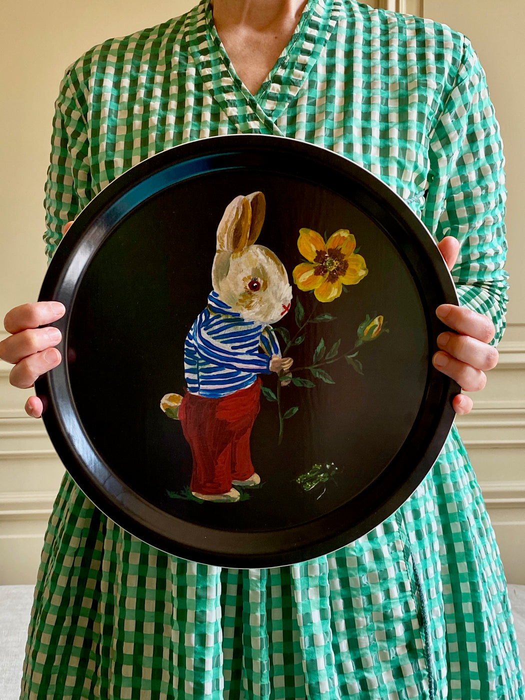 Nathalie Lete "Bunny" Round Birchwood Tray