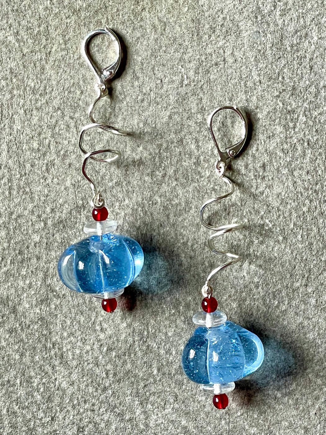 "Blue Spiral" Drop Earrings by Cynthia de Bellechasse