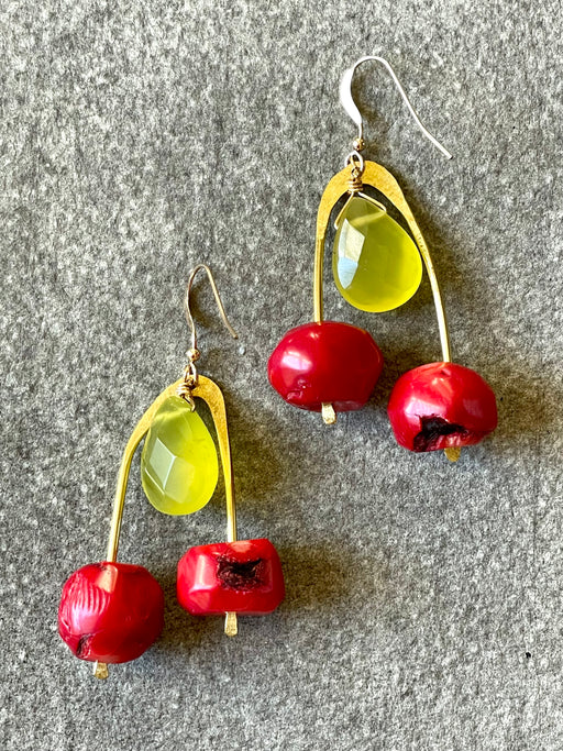 "Cherry Stem" Earrings by Cynthia de Bellechasse