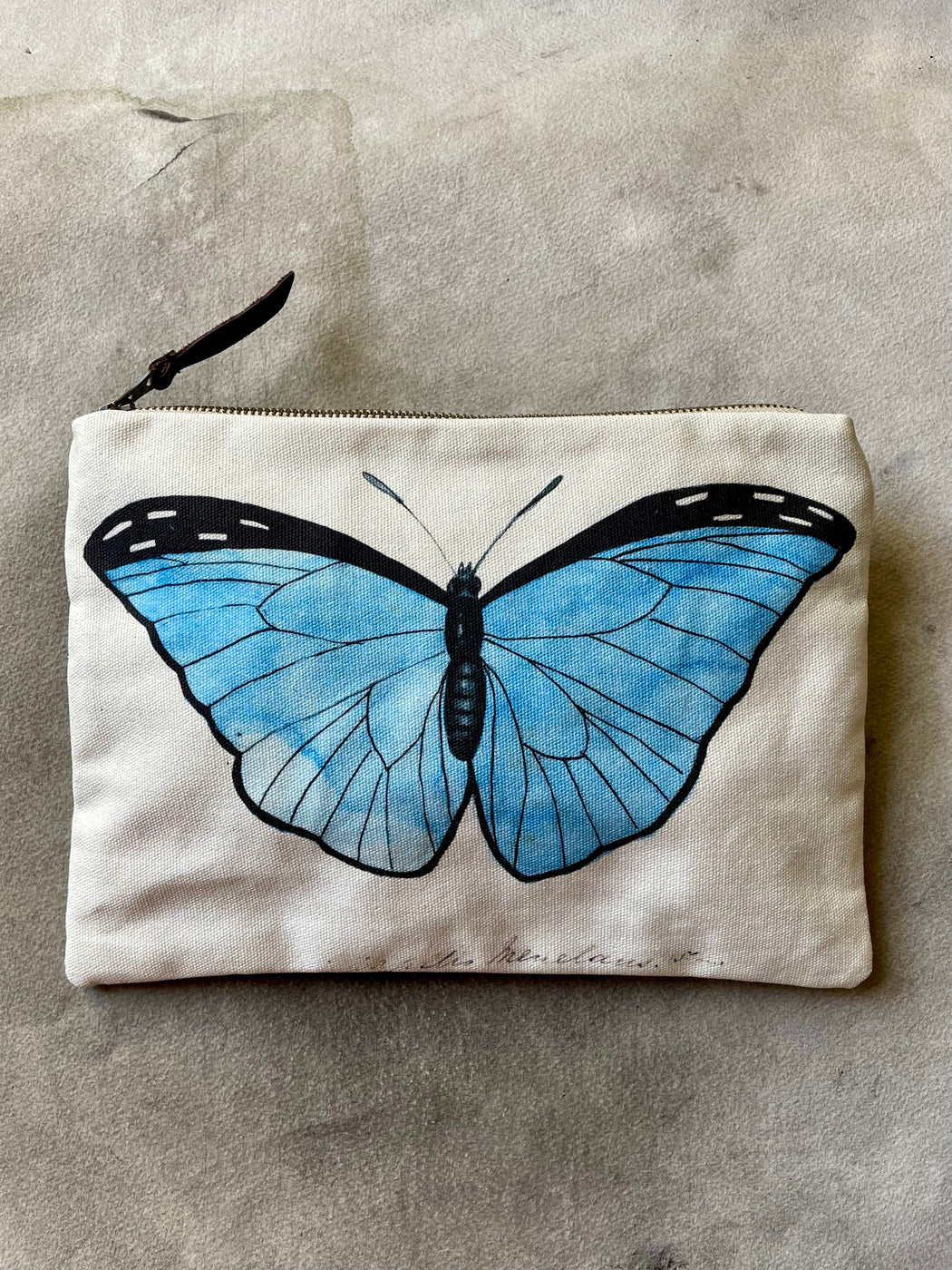 "Blue Butterflies" Canvas Zipper Pouch by John Derian