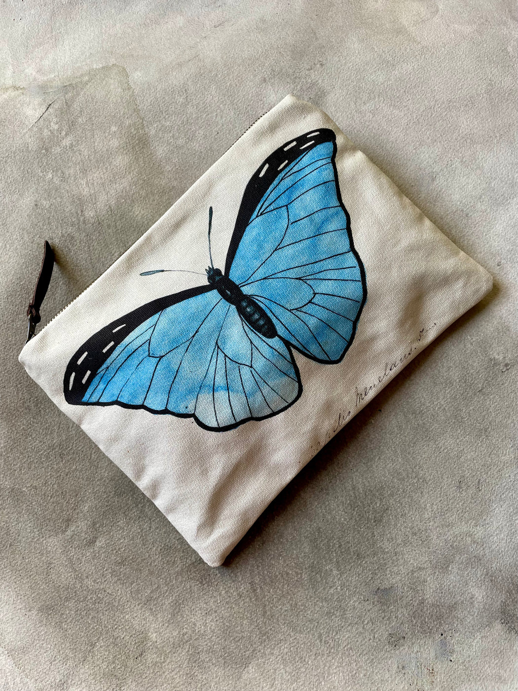 "Blue Butterflies" Canvas Zipper Pouch by John Derian