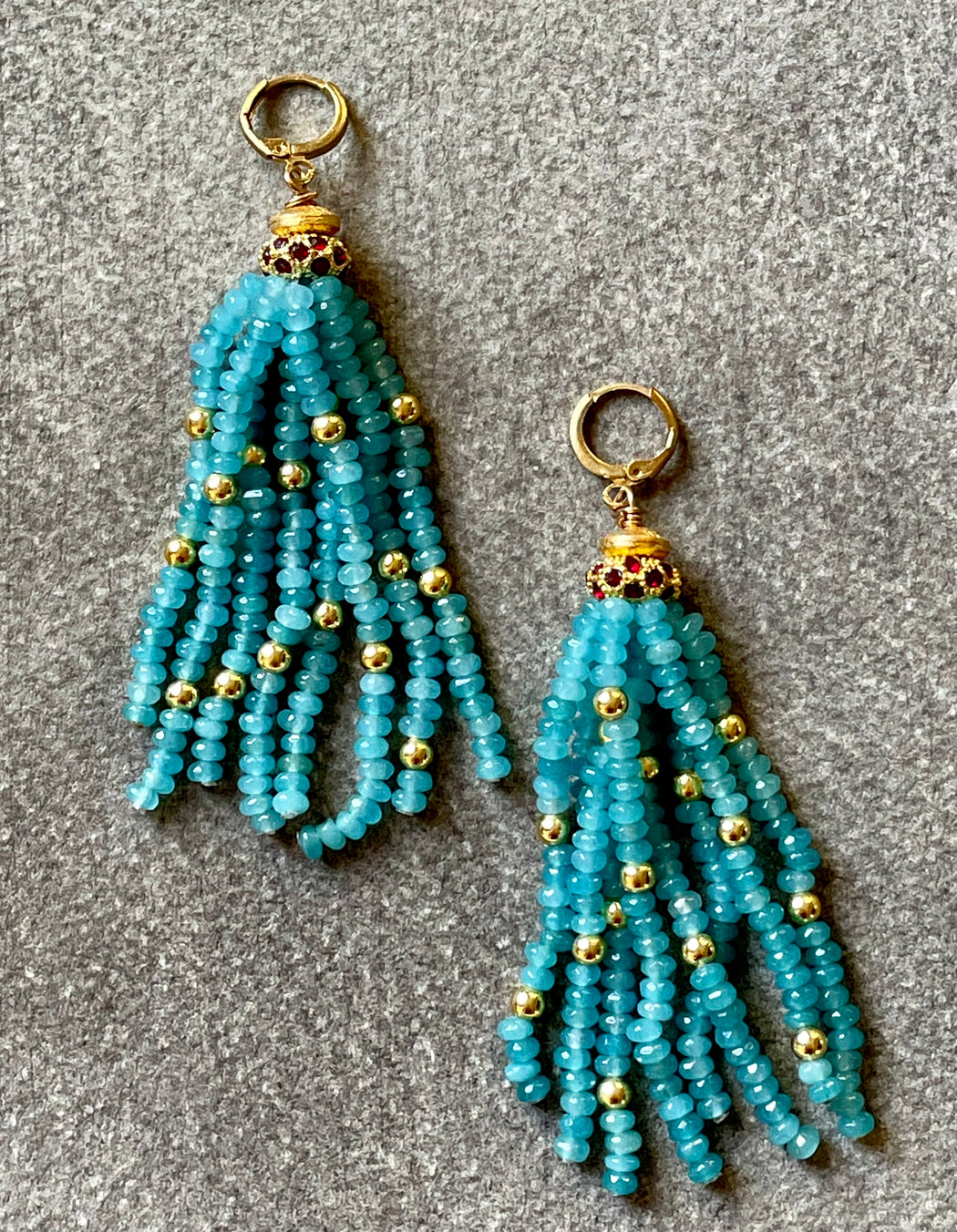 "Turquoise Tassel" Jade Earrings by Meredith Waterstraat