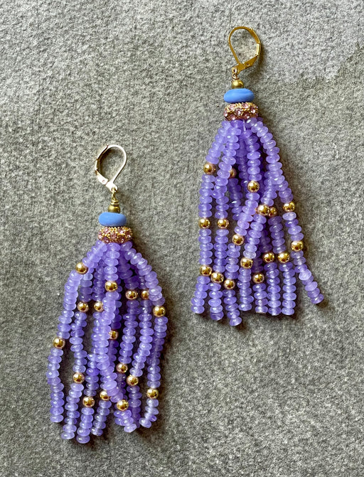 "Lilac Tassel" Jade Earrings by Meredith Waterstraat