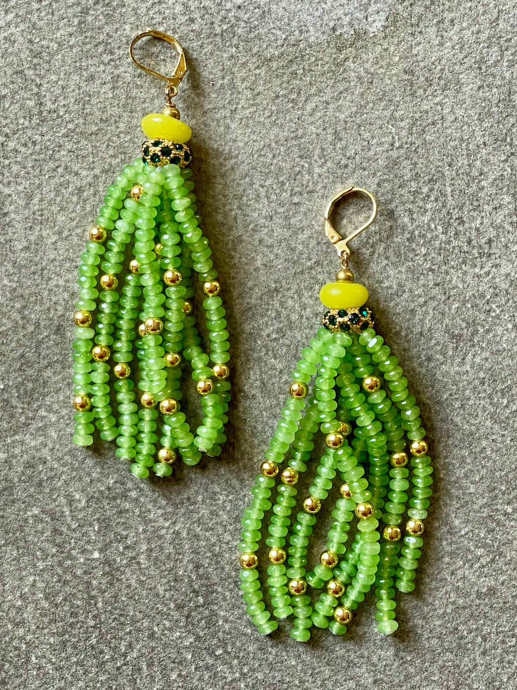 "Green Tassel" Jade Earrings by Meredith Waterstraat