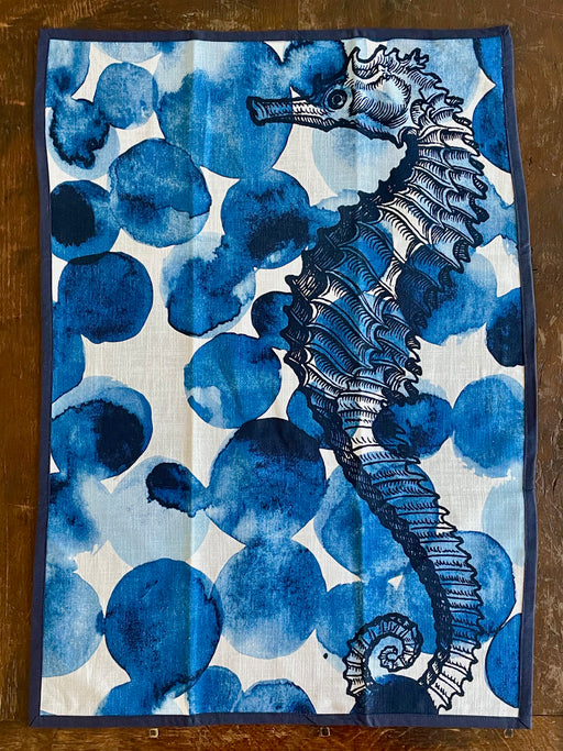 "Seahorse" Piped Tea Towel by Thomas Paul