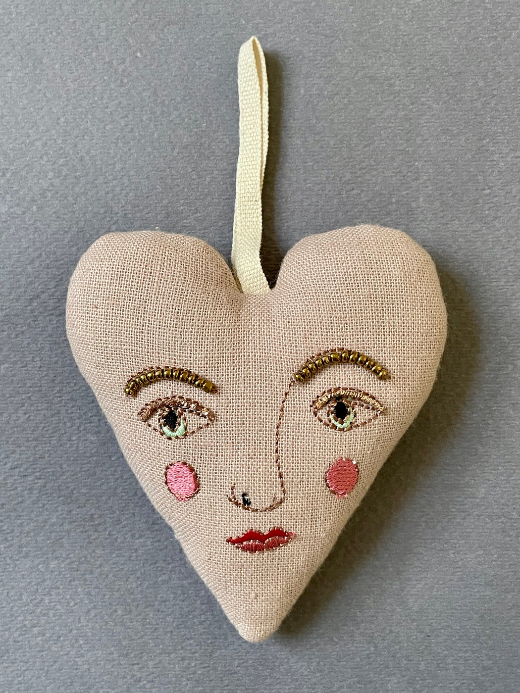 "Handsome Heart" Embroidered Lavender Sachet by Emma Mierop