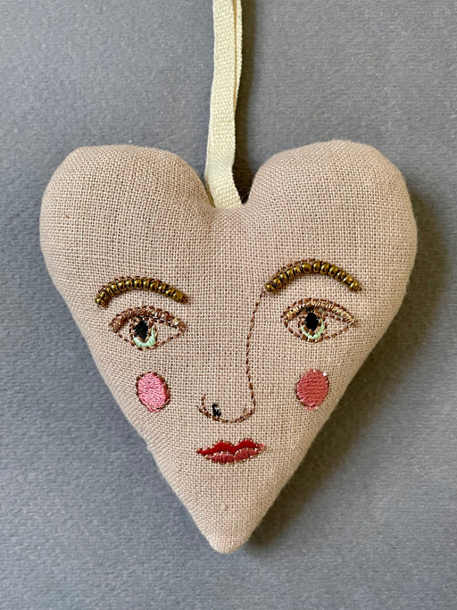 "Handsome Heart" Embroidered Lavender Sachet by Emma Mierop