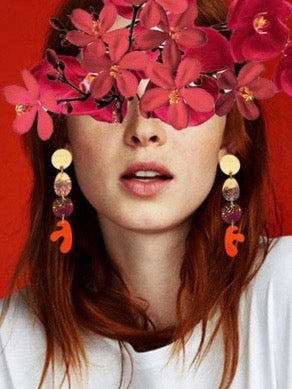 Sibilia "Shapes in a Line" Earrings - Papaya
