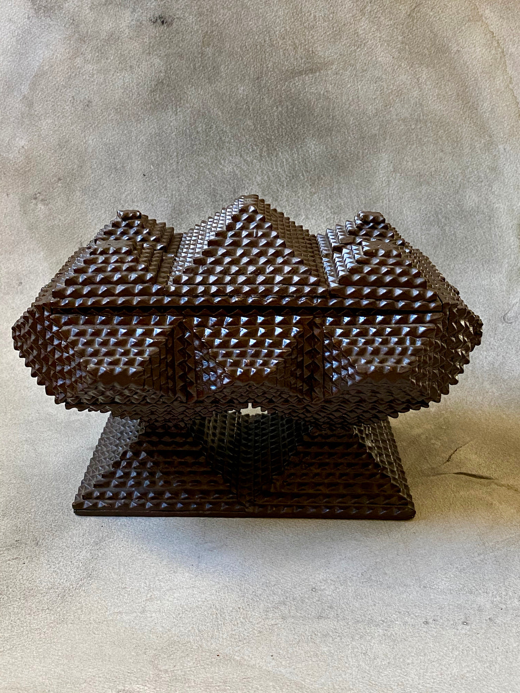 Vintage Tramp Art Pedestal Box