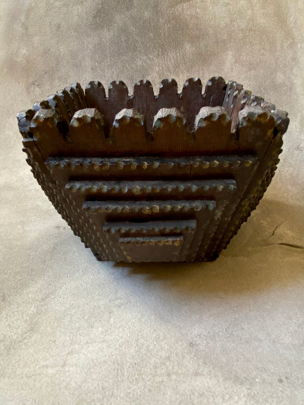 Vintage Tramp Art Cachepot