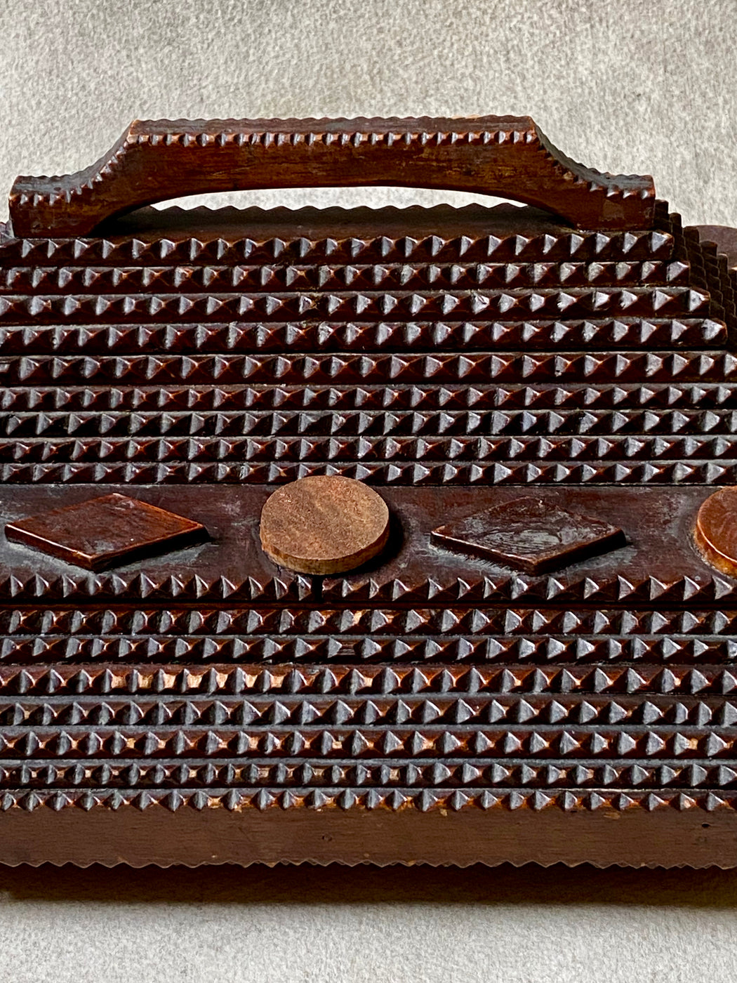 Vintage Tramp Art Handled Cigar Box