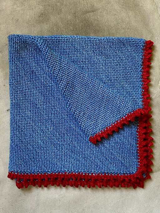 Aunt Debbie's Hand-Knitted  Baby Blanket -  Denim Blue