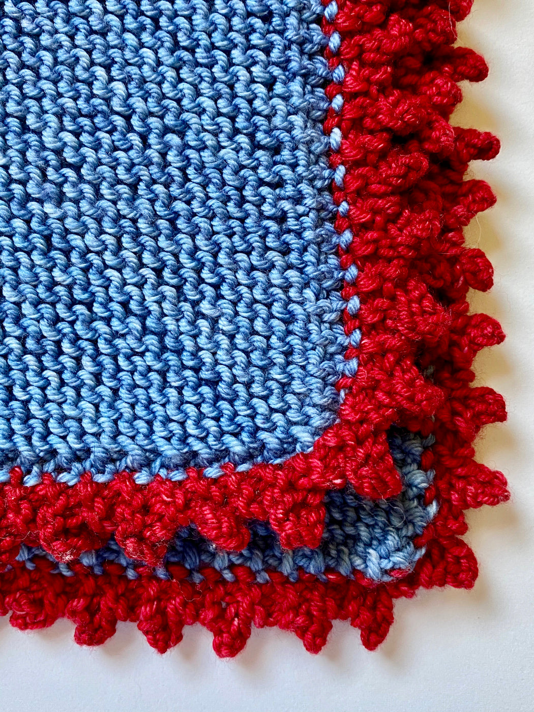 Aunt Debbie's Hand-Knitted  Baby Blanket -  Denim Blue