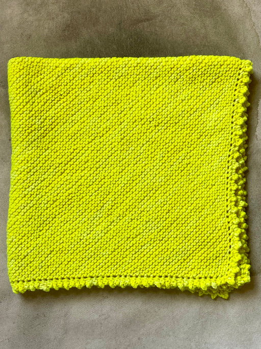 Aunt Debbie's Hand-Knitted  Baby Blanket -  Day Glo Yellow